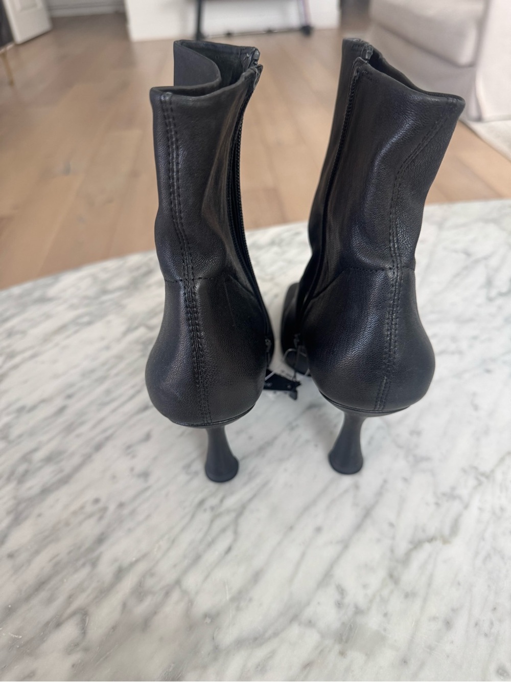 Mango Black Square-Toe Leather Ankle Boots - Picture 3 of 5